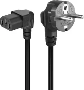Сетевой кабель PremiumCord 230V для ПК 2м 90° изогнутый CEE 7/7 в IEC 320 C13 10A Черный