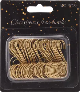 KOOPMAN XMAS TREE HOOKS 40PCS GOLD Ziemassvētku eglītes rotājumu āķi Nerūsējošais tērauds