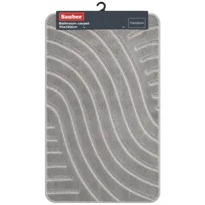 Sauber Pelēks vannas istabas paklājiņš 50x80 cm no poliestera