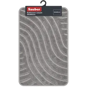 Sauber Vannas istabas paklājs pelēks 70x120 cm poliesters