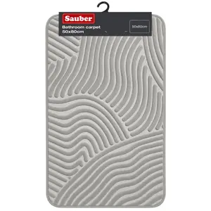 Vannas istabas paklājs Sauber 50x80 cm poliesters gaiši pelēks sidrabains