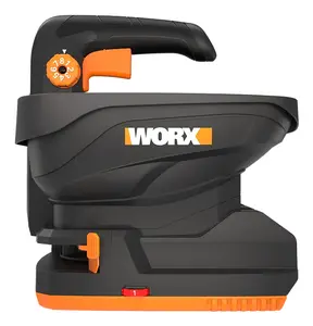 WORX WG869E.9 Manuālais birstošo materiālu izkliedētājs ar 3.3 L ietilpību un 5 m izkliedes platumu melnā un oranžā krāsā