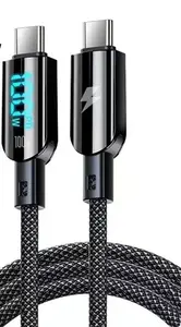 Vakoss TC-U560 USB-C to USB-C Cable with Digital Display, 100W, 1.5m, Black