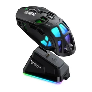 Bezvadu spēļu pele Onikuma DM09 Melna PAW3311 Sensors 24000 DPI RGB apgaismojums 600 mAh Baterija