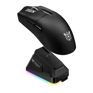 Bezvadu pele Onikuma DM10 Black PAW3311 sensors 24000 DPI 1000 Hz trīs savienojuma režīmi ar displeju un magnētisko uzlādes staciju