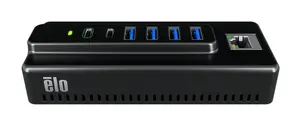 Elo Touch Solutions Small I/O Hub E815044 Black with RJ-45, USB 2.0 Type-A, USB Type-C interfaces and 120 W AC power supply