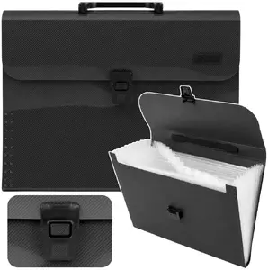Lean EDUKAMP A4 Accordion Document Folder with Handle and 13 Compartments Black