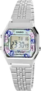 CASIO Collection Retro LA680WA-2CDF sieviešu digitālais pulkstenis ar nerūsējošā tērauda siksniņu un hronogrāfa funkciju