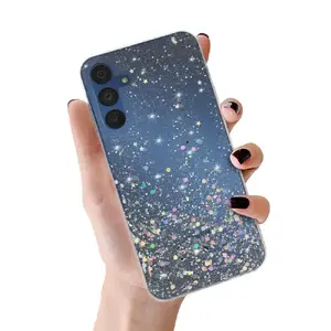 Чехол для телефона Fusion Brilliant Clear для Samsung Galaxy A55 5G прозрачная задняя панель из гибкого ТПУ с серебряными блестками