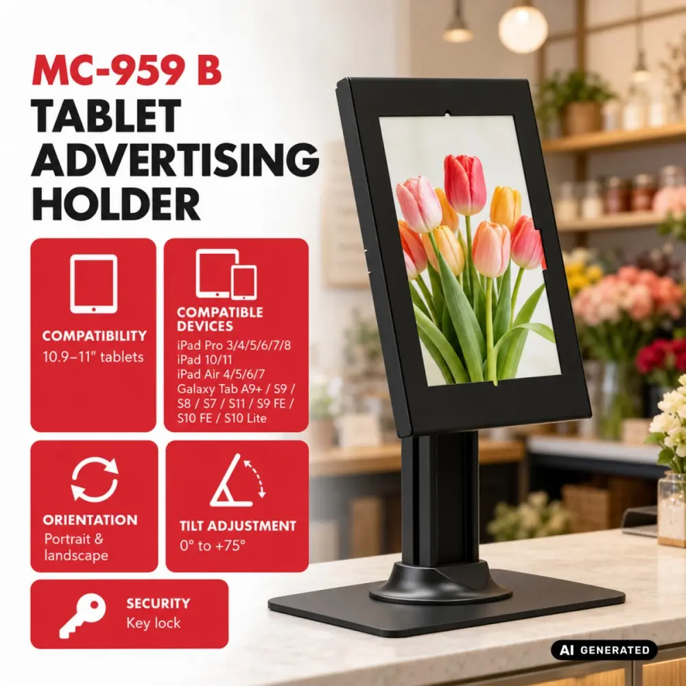 MACLEAN MC-959 B Tablet Advertising Mount with Lock Photo 2