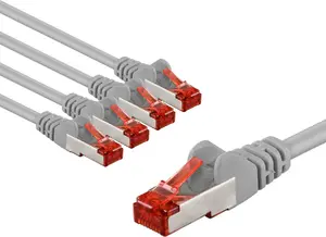 Goobay 66650 Сетевой кабель Cat6 S/FTP 1 м Серый Красный RJ-45 Круглый