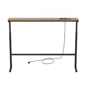 Side table with charging strip Maclean MC-140 B adjustable height 62-83 cm length 100 cm depth 20 cm with 2 Type F outlets USB-A USB-C ports and steel frame