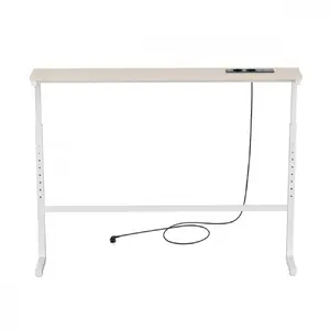 Side table Maclean MC-140 W slim console with charging strip 2x Type F 1x USB-A 1x USB-C adjustable height 62-83 cm steel frame