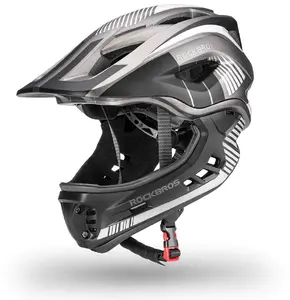 RockBros Kask rowerowy dziecięcy z odpinaną szczęką rozmiar S - szary Kask rowerowy dziecięcy z odpinaną szczęką rozmiar S - szary (5907769312458)