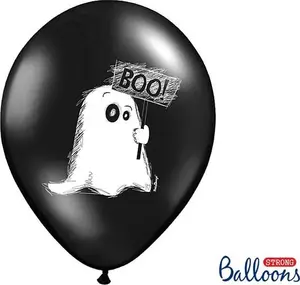 PartyDeco Halloween Ghost Balloons, black, 6 pieces