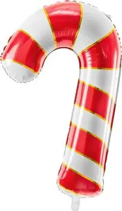 PartyDeco Foil Balloon Candy Cane Red
