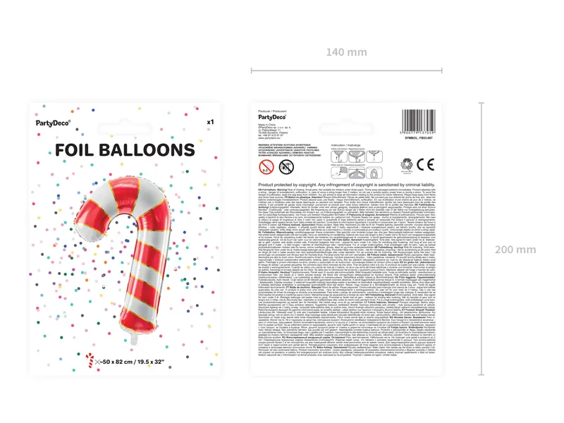PartyDeco Candy cane Foil balloon Photo 9