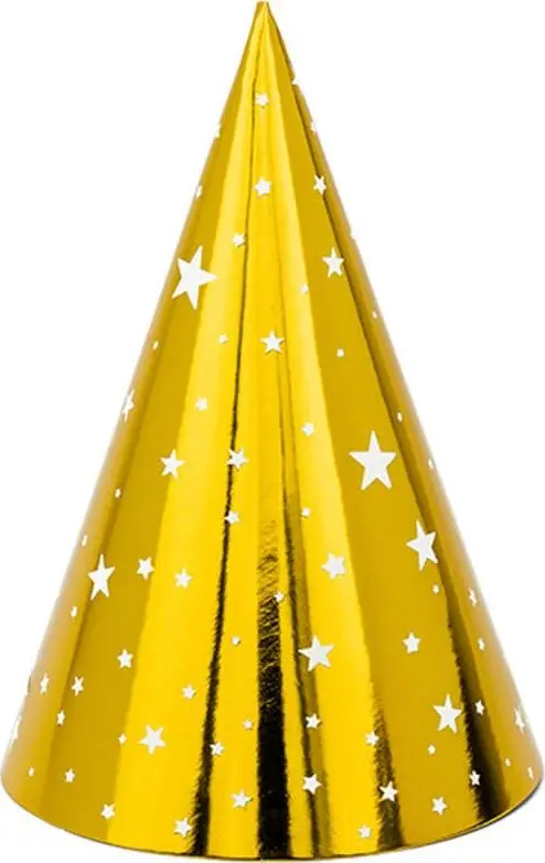PartyDeco Svētku cepurītes Zelta zvaigznes -