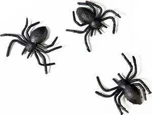 PartyDeco PHK10 Party Decoration Black Plastic Spiders for Halloween
