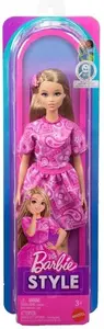 MATTEL Barbie Fashionistas Stila lelle #249 modes lelle ar blondiem matiem, rozā peisli raksta topiņu un svārkiem, bērniem no 3 gadu vecuma