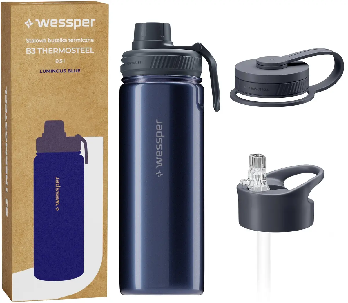 Wessper B3 THERMOSTEEL Termo pudele Metallic