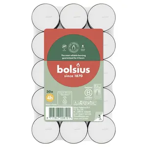 Svece Bolsius 103630304400 4 h 30 gab. Balta
