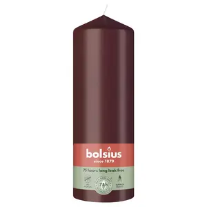 Cilindriska svece Bolsius Velvet Red, augstums 20 cm, diametrs 6.8 cm, sarkana