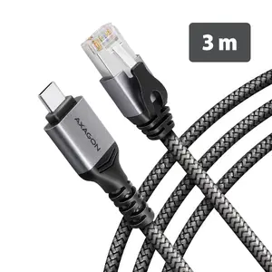 Сетевой адаптер AXAGON ADE-CM30 USB-C Gigabit Ethernet со встроенным кабелем CAT6 RJ-45 5000 Мбит/с Серый