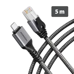 Сетевой адаптер Axagon ADE-CM50 USB-C Ethernet с интегрированным кабелем CAT6 RJ-45 5 м 5000 Мбит/с Серый