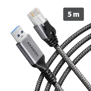 Сетевой адаптер AXAGON ADE-AM50 USB-A Gigabit Ethernet с интегрированным кабелем CAT6 RJ-45 5м Серый