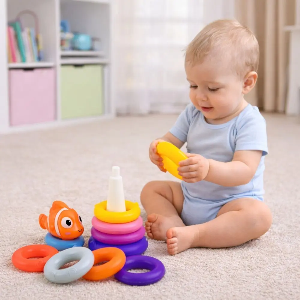 LEANToys Izglītojoša krāsaino gredzenu piramīda Zivtiņa