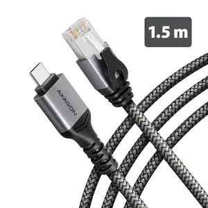 AXAGON ADE-CM15 USB-C Гиabit Ethernet адаптер с интегрированным сетевым кабелем CAT6 RJ-45 1.5 м Проводной 5000 Мбит/с Серый
