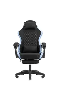 Mars Gaming MGC-X Fabric datorspēļu krēsls ar polsterētu sēdekli, galvas balstu un roku balstiem, melnā un zilā krāsā, līdz 120 kg