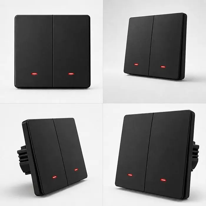 Qoltec Smart 2-Gang Light Switch Wi-Fi Black Photo 5