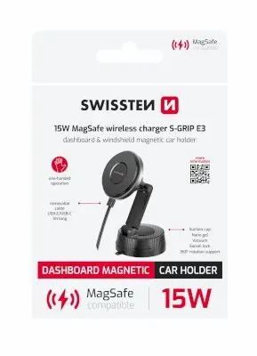 Swissten S-Grip E3 MagSafe Car Holder & 15W Wireless Charger Photo 6