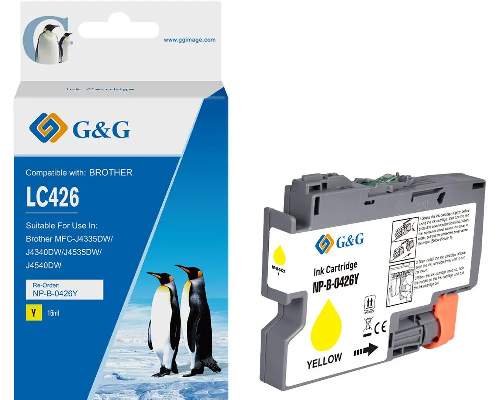 G&G 20602 saderīga dzeltena tintes kasetne