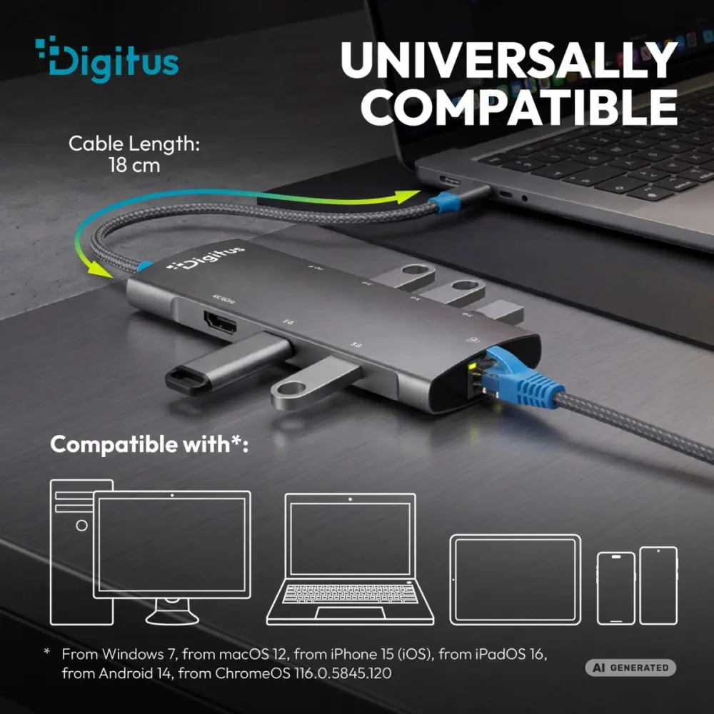 DIGITUS DA-70921 8-portu USB-C dokstacija Photo 13