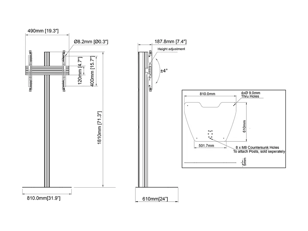 Multibrackets M Floorstand Column Pro MBFSC1U 180 Micro Adj Photo 6