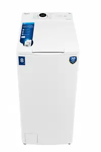 Стиральная машина с вертикальной загрузкой Midea MF100T80B/W-PL емкостью 8 кг, класс энергоэффективности А, инверторный мотор, AquaStop и система HealthGuard