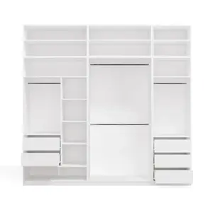 Модульный шкаф OPENO SET от top e shop, 260x250 см, белый, с 5 выдвижными ящиками, штангой и полками для спальни