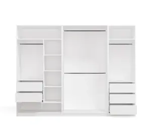 Модульный гардероб Freestanding top e shop OPENO M-MP-SZ-OPN-260/200-BIA с 5 выдвижными ящиками, штангой для одежды и полками, белый, современный стиль