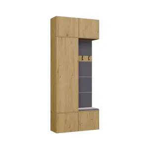 Skapis top e shop HAGA II 1SZ1W Artisan Oak Brīvi stāvošs Kskaidas plātne 5 virinājamas durvis 3 pakaramie plaukti TIP-ON sistēma