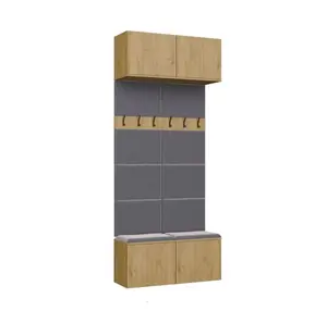 Skapis HAGA II 2W top e shop Artisan ozols 4 virinājamām durvīm skaidu plātne brīvi stāvošs ar 6 pakaramajiem TIP-ON sistēma