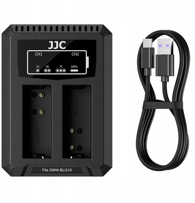 JJC Dubultais USB-C USB akumulatoru lādētājs