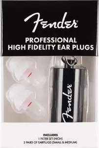 Fender Professional Hi-Fi Ear Plugs, Transparent Red, 2 pieces