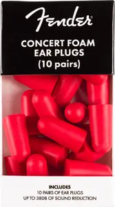 Fender Concert Foam Red Transparent Ear Plugs 10 Pairs 0990545003