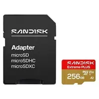 Карта памяти SanDisk Extreme PLUS 256GB MicroSDXC UHS-I с адаптером Скорость чтения до 250 МБ/с Скорость записи до 170 МБ/с V30