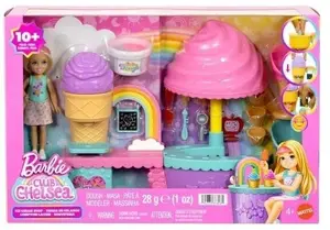 MATTEL Игровой набор Кафе-мороженое Barbie Chelsea Club с куклой, 2 цветами теста и аксессуарами