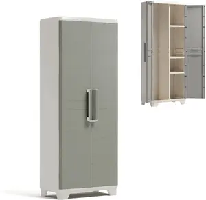 Keter Linear Wood Cream and Beige Multi-Purpose Garden Cabinet