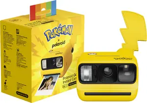 Polaroid Go Gen 3 Pokemon Pikachu dzeltena un melna momentfoto kamera ar 63.8 mm fokusa attālumu un 1/500 s slēdža ātrumu